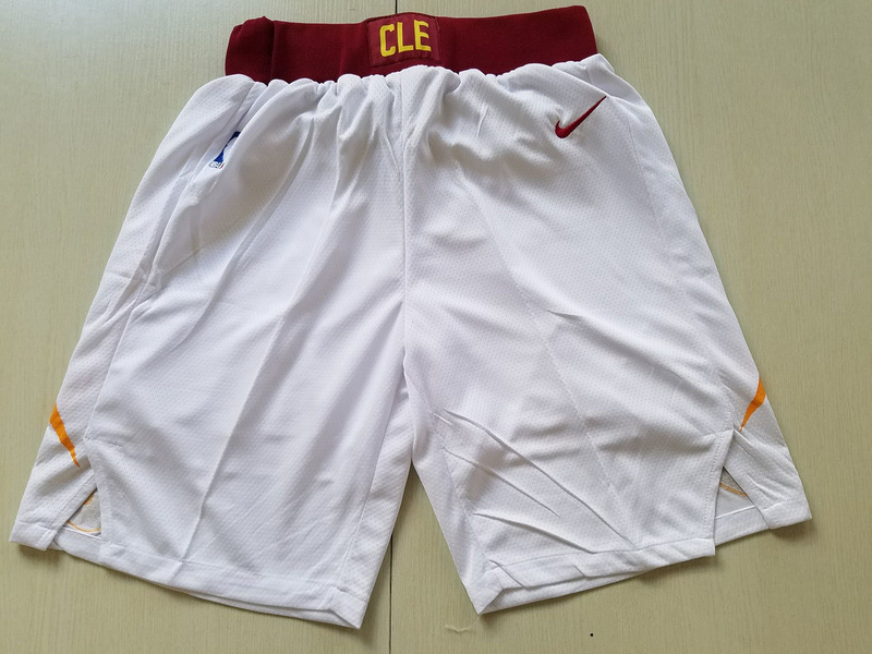 2018 Men NBA Nike Cleveland Cavaliers white shorts->->NBA Jersey